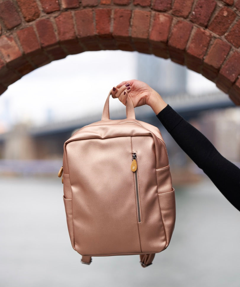 Lenox Vegan Leather Backpack — Burgundy