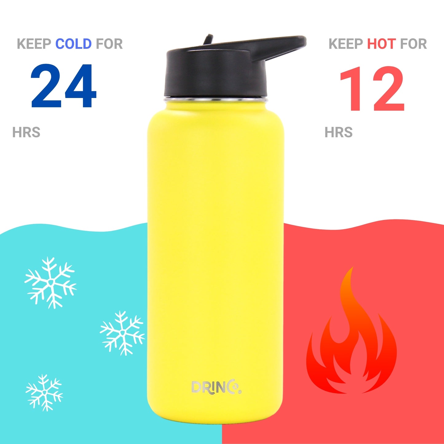 DRINCO 32oz Insulated Water Bottle — Illuminating Yellow