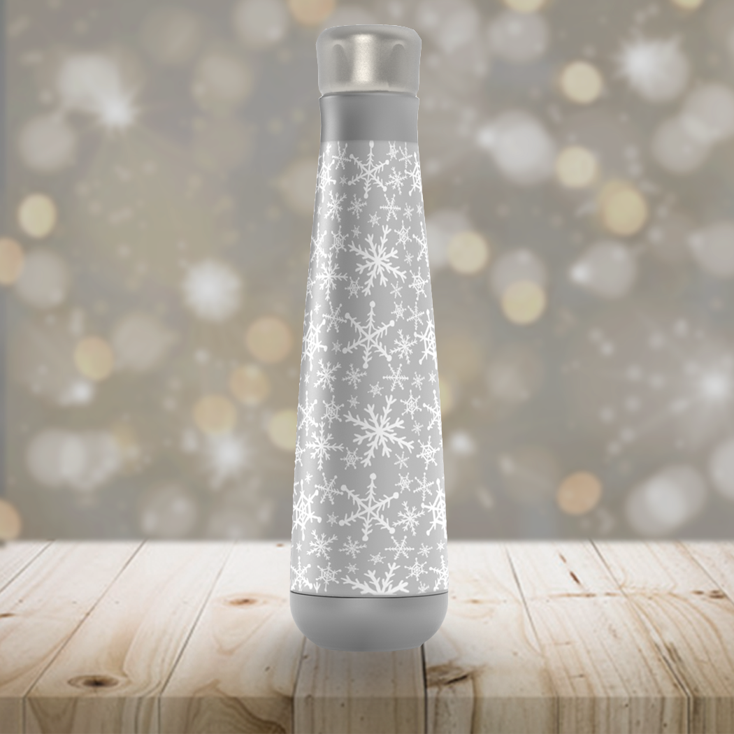 Gray Snowflakes Insulated Water Bottle