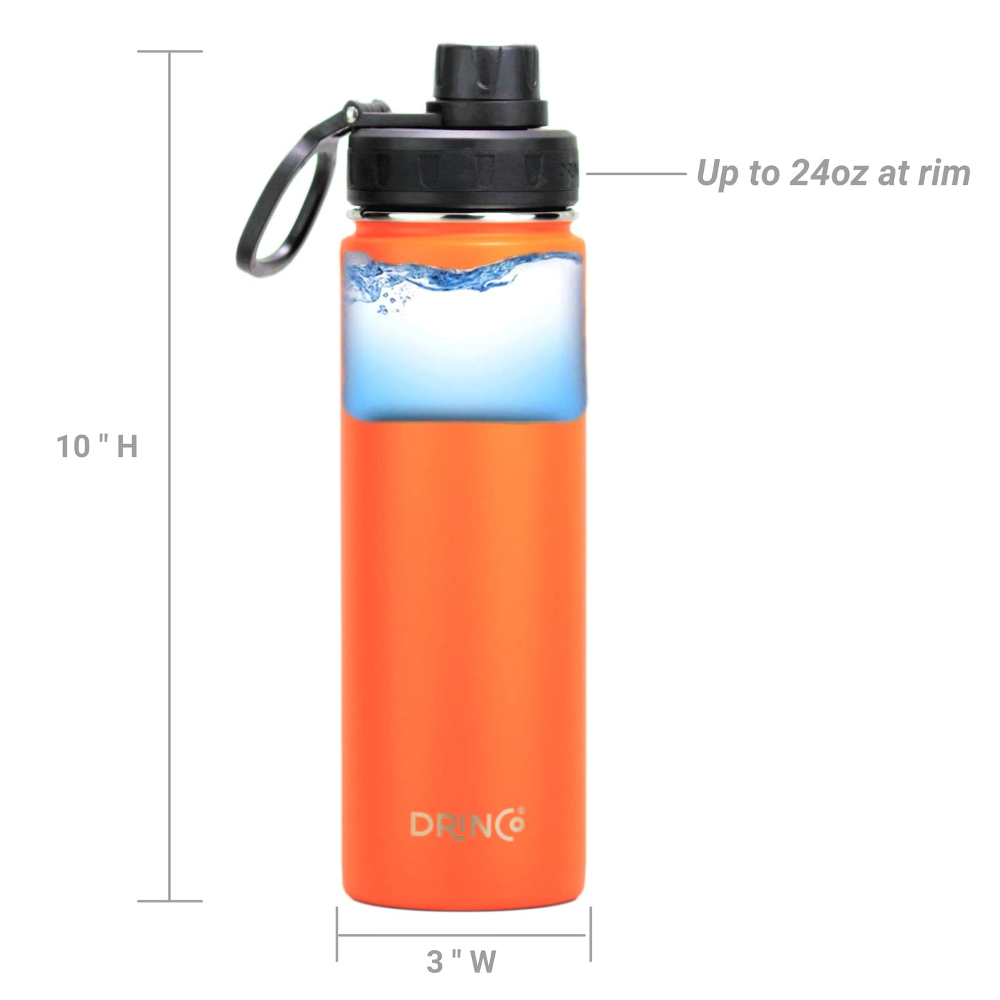DRINCO 22oz Insulated Water Bottle — Orange