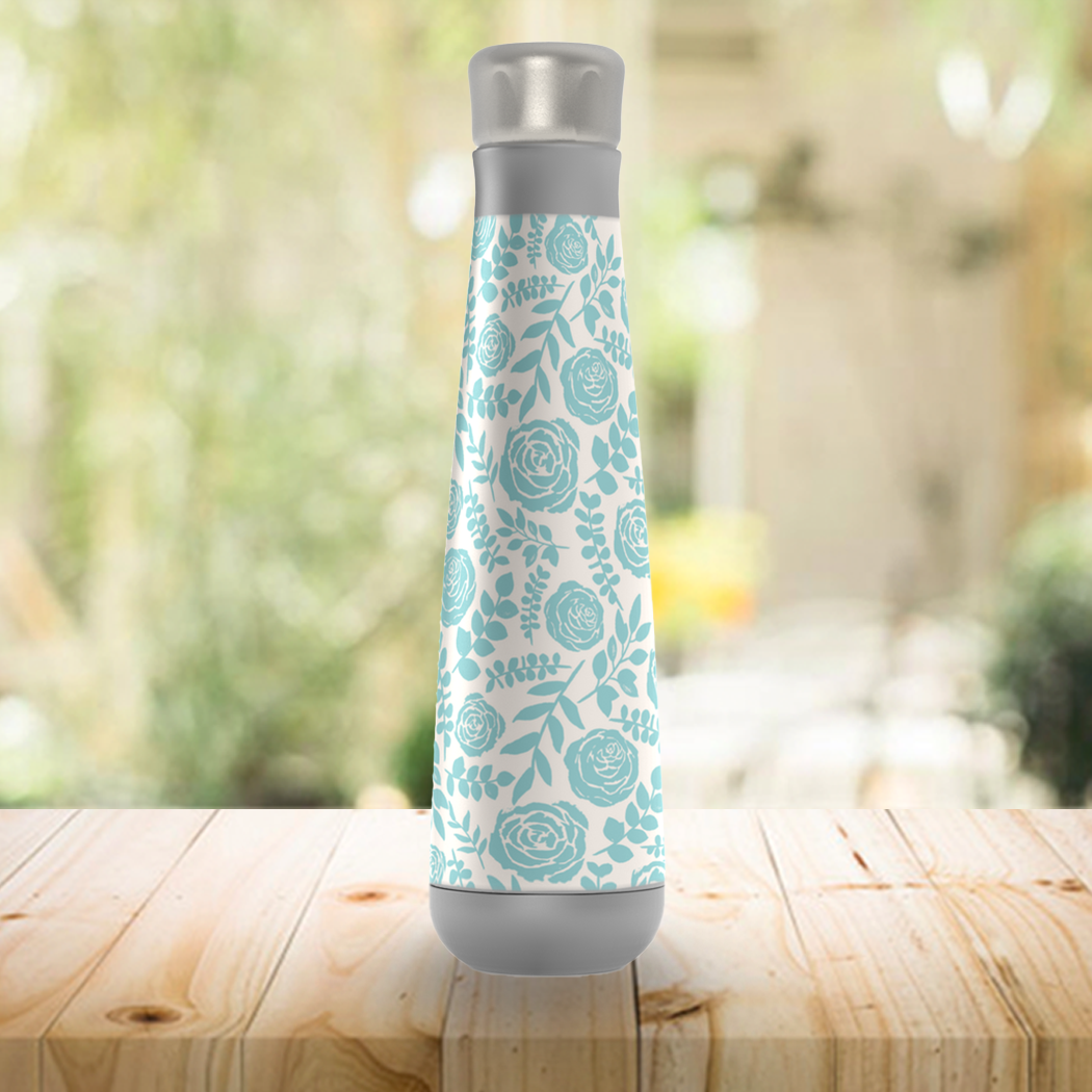 Baby Blue Floral Insulated Water Bottle