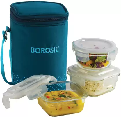 3-Piece Glass Lunch Box Set with Bag – 320ml x2 + 240ml