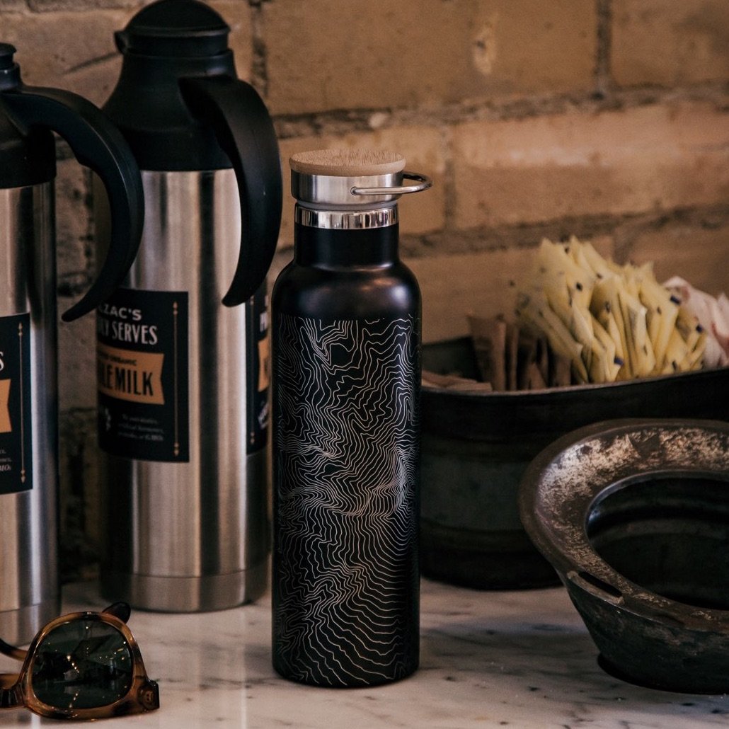 Lubbock, Texas Map Bottle — Bamboo Top, Matte Black